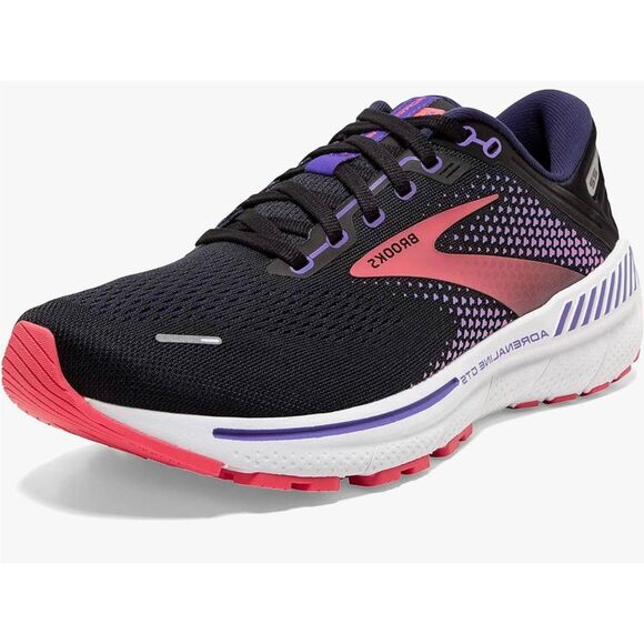 BROOKS WOMEN’S ADRENALINE GTS 22 RUNNING SHOES BLACK PURPLE CORAL SIZE 5.5 B NEW - Picture 1 of 5